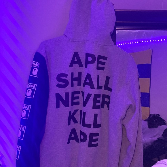 Black/grey bathing ape full zip up.